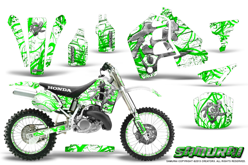Honda CR500 Graphics Kit Samurai Green White NP Rims